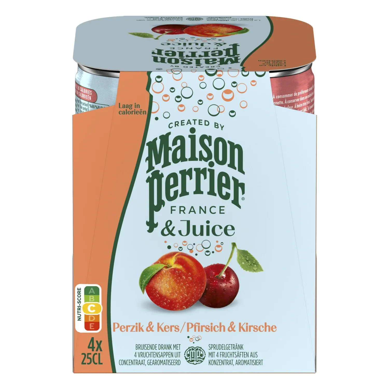 Eau Gazeuse Aromatisée Pêche Cerise MAISON PERRIER