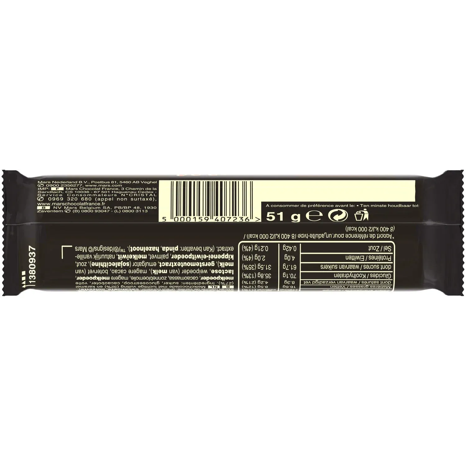 Barre chocolatée fourrée au caramel MARS