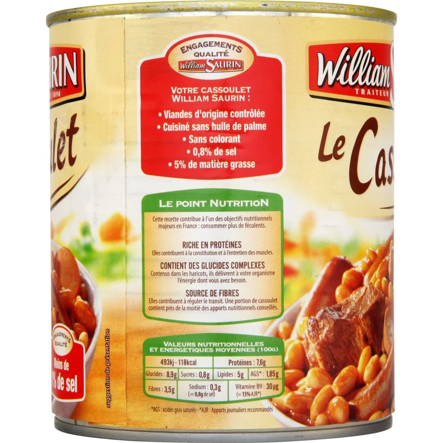 Plat cuisiné cassoulet WILLIAM SAURIN