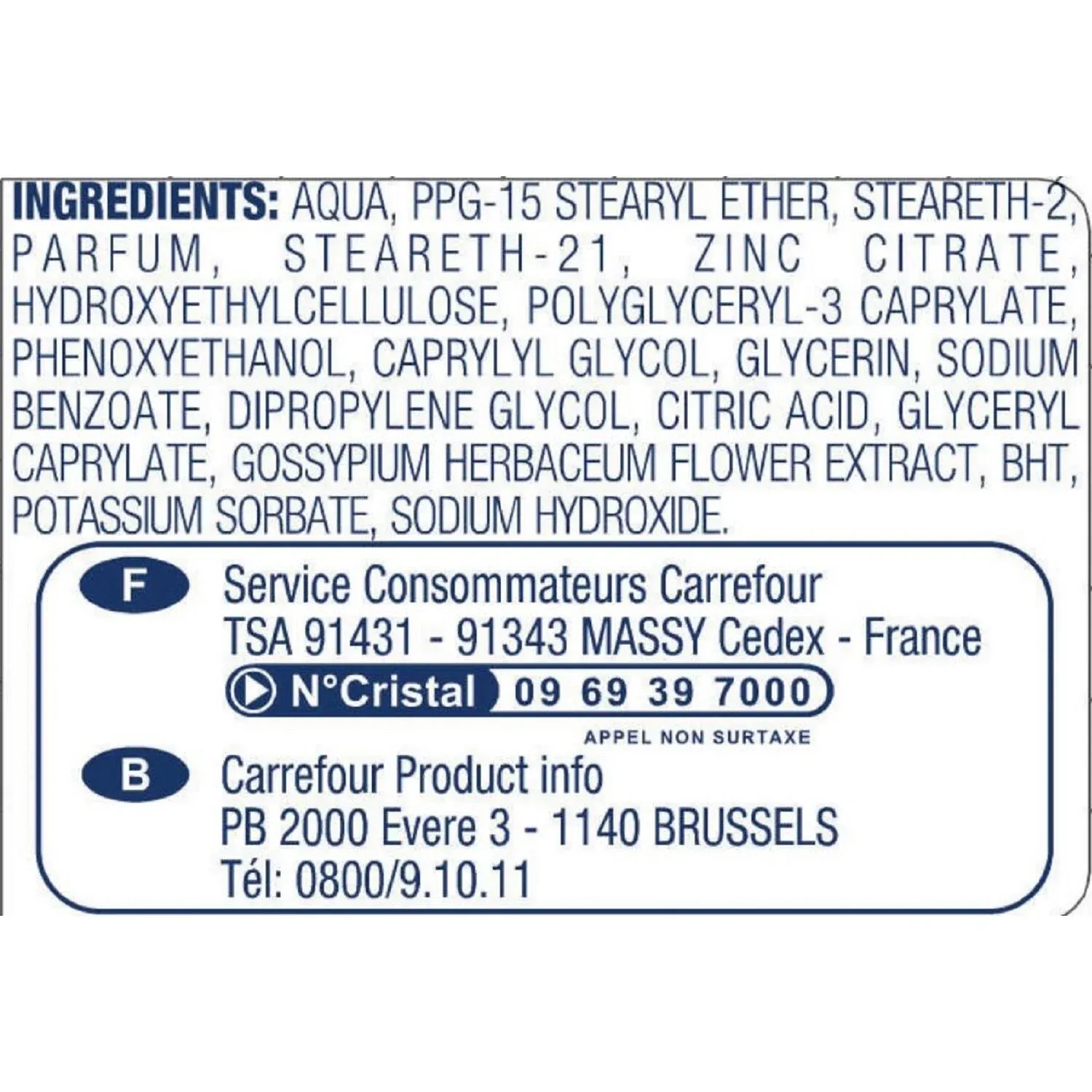 Déodorant bille 48h à l'extrait de coton CARREFOUR SOFT