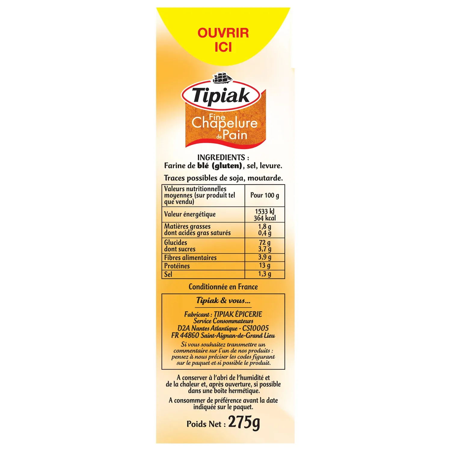 Chapelure fine de pain TIPIAK