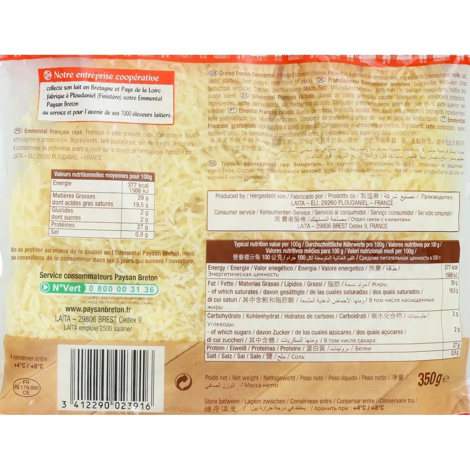 Fromage Râpé Emmental PAYSAN BRETON
