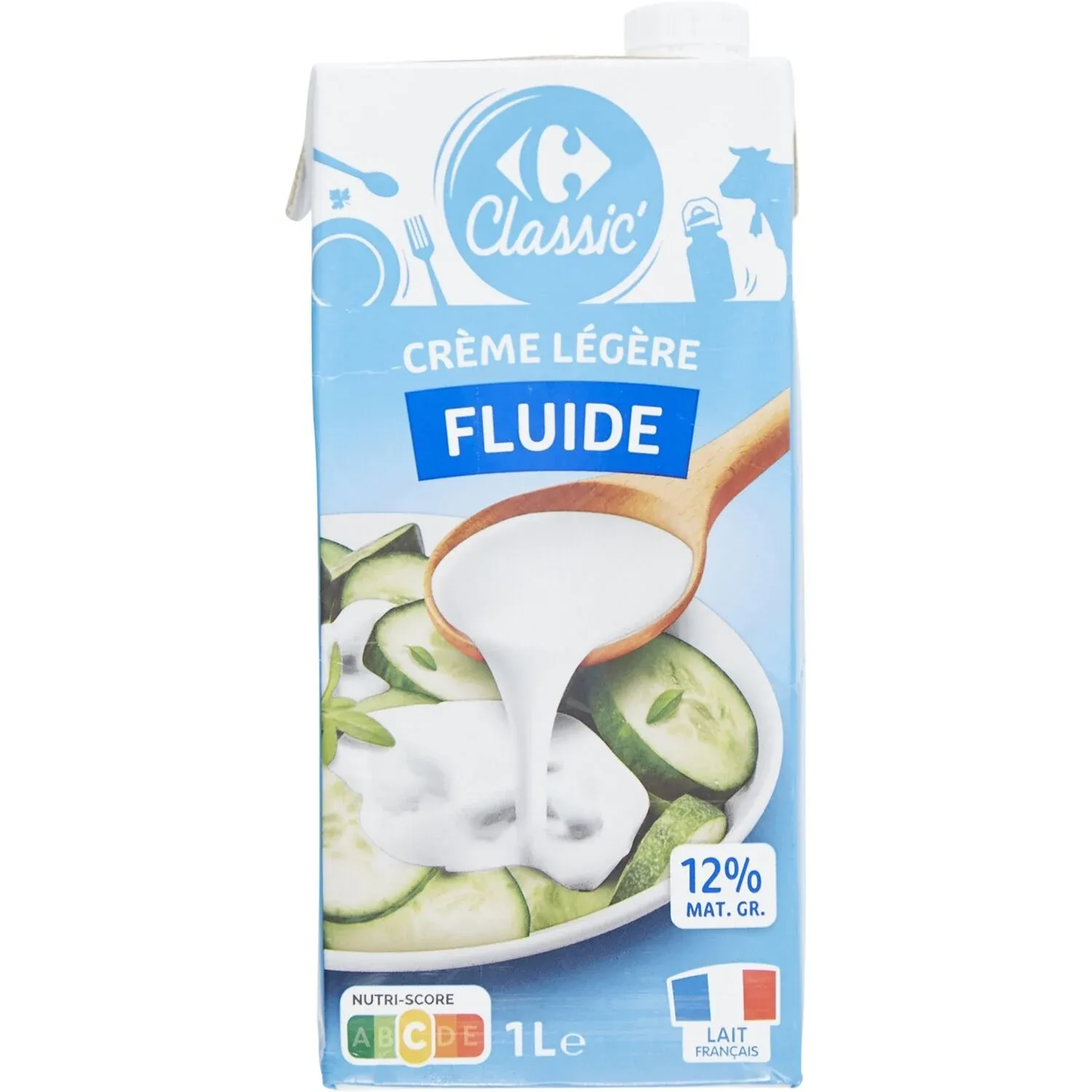 Crème Légère Fluide 12% Mg CARREFOUR CLASSIC'