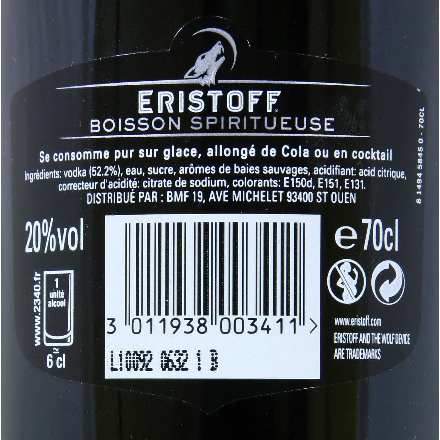 Apéritif à base de vodka Black premium ERISTOFF