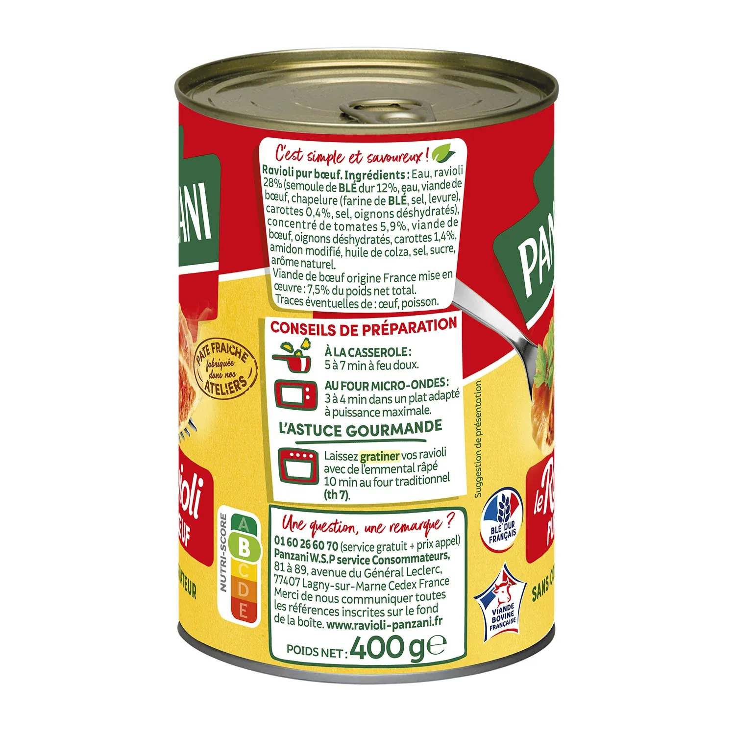 Plat Individuel Ravioli pur Bœuf PANZANI