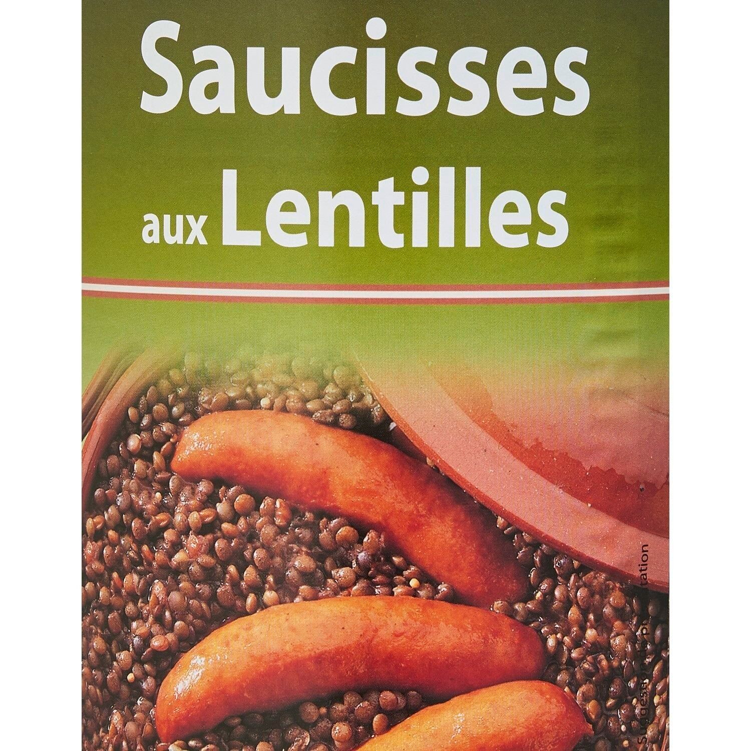 Plat cuisiné saucisses lentilles