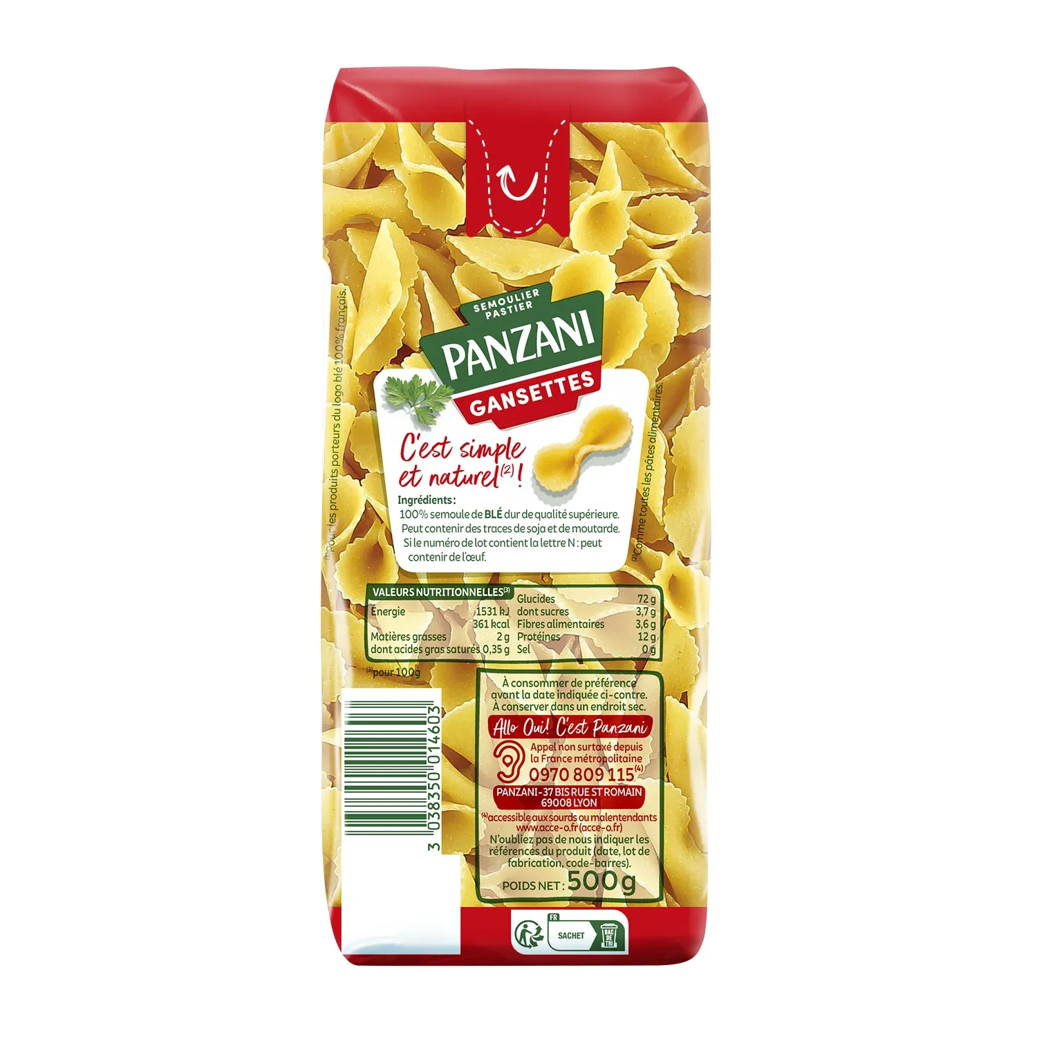 Pâtes gansettes PANZANI