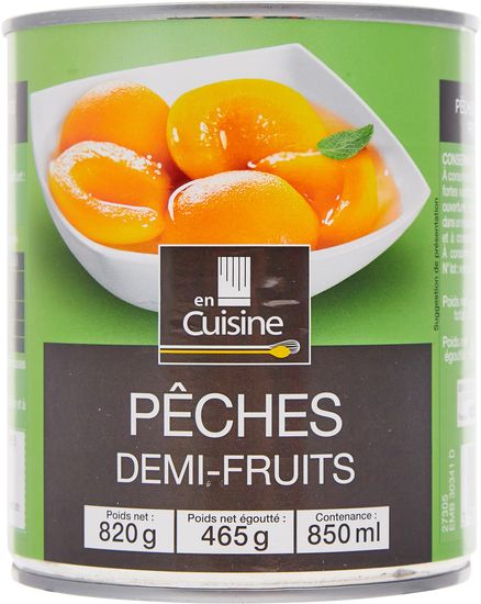 Pêches demi-fruits au sirop léger