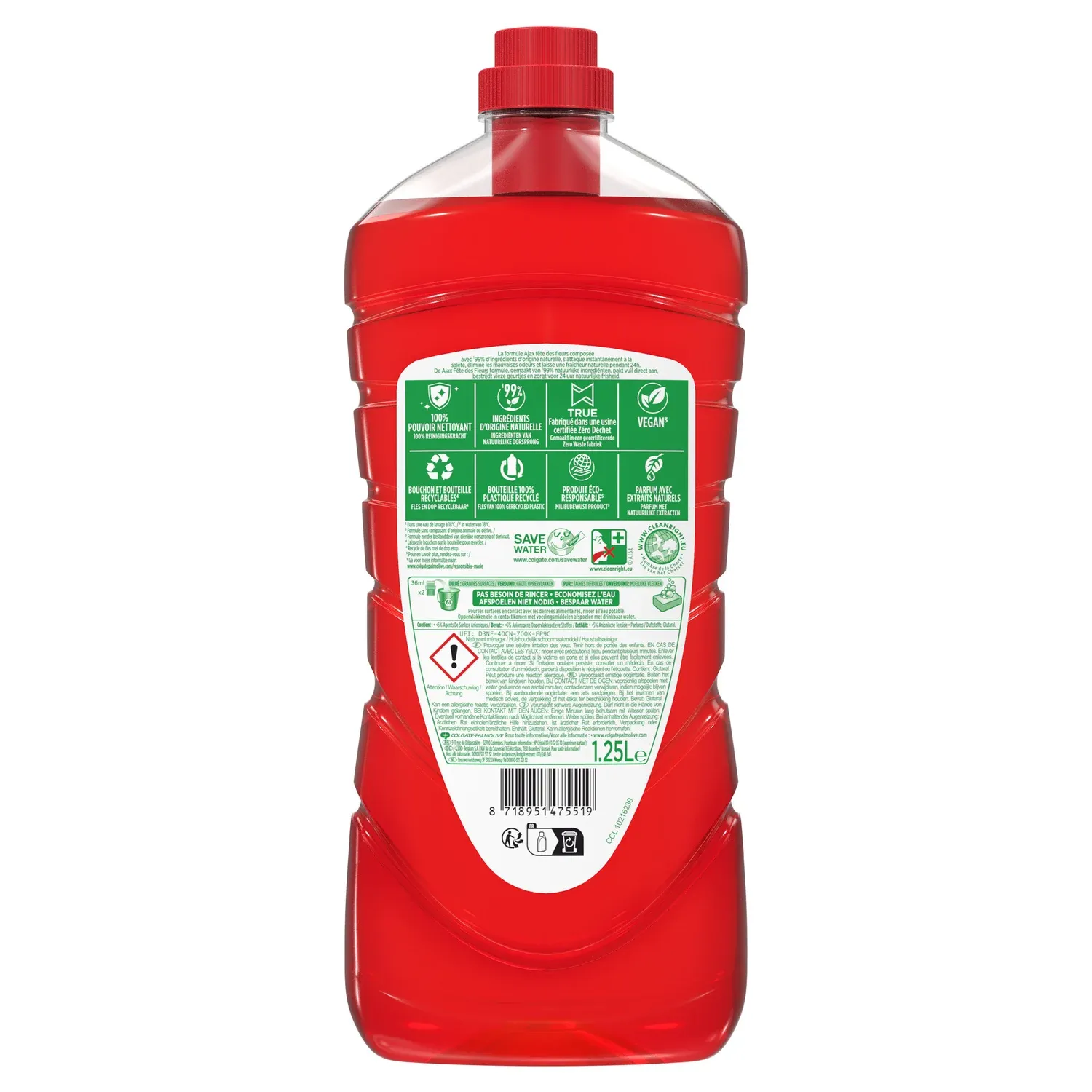 Nettoyant Ménager Sol Multi-Surfaces Coquelicot Eco Responsable AJAX
