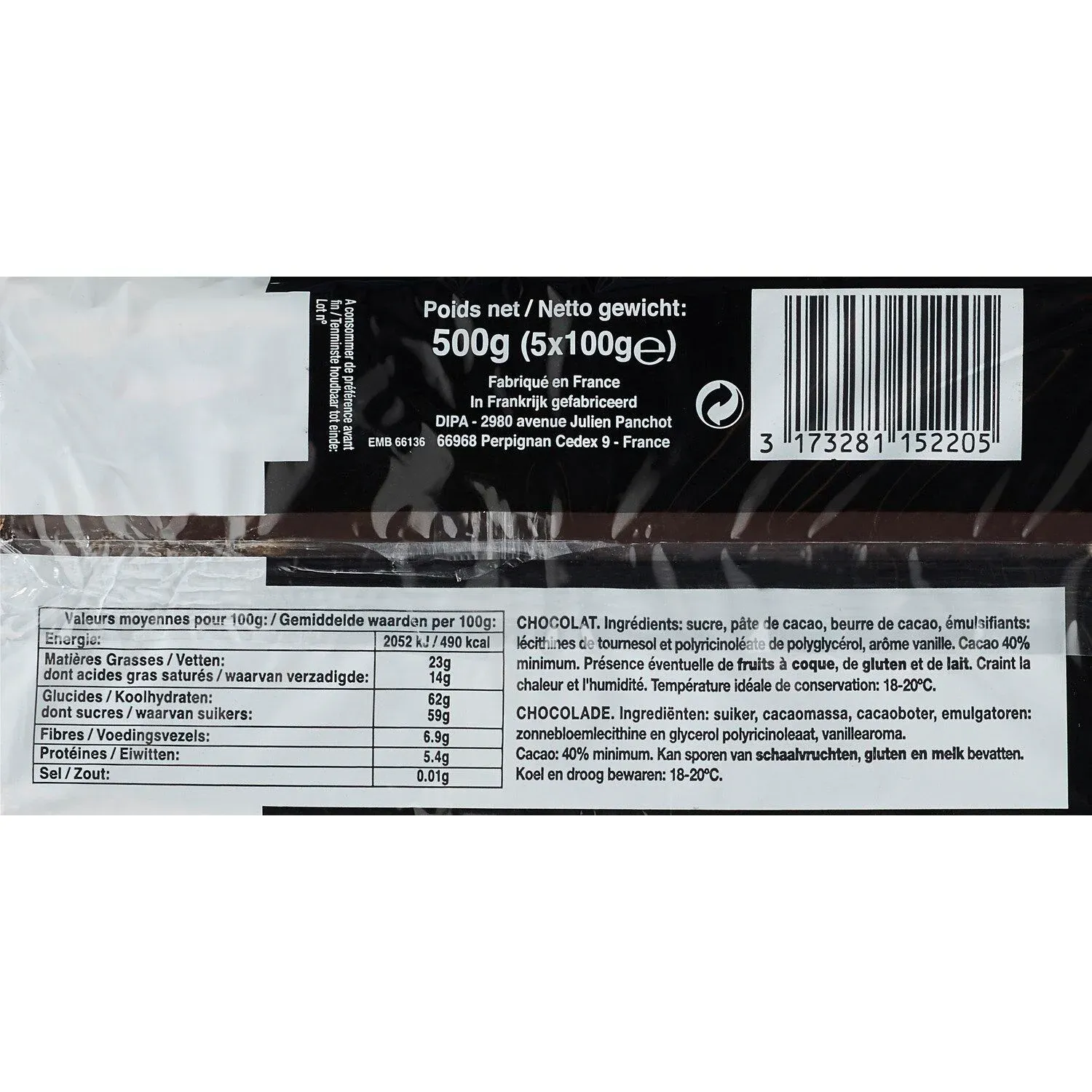 Tablette de Chocolat Noir CEMOI