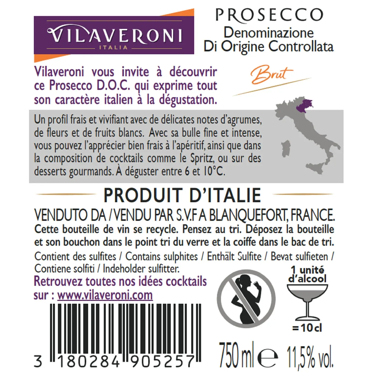 Vin Blanc D.O.C. Prosecco VILAVERONI