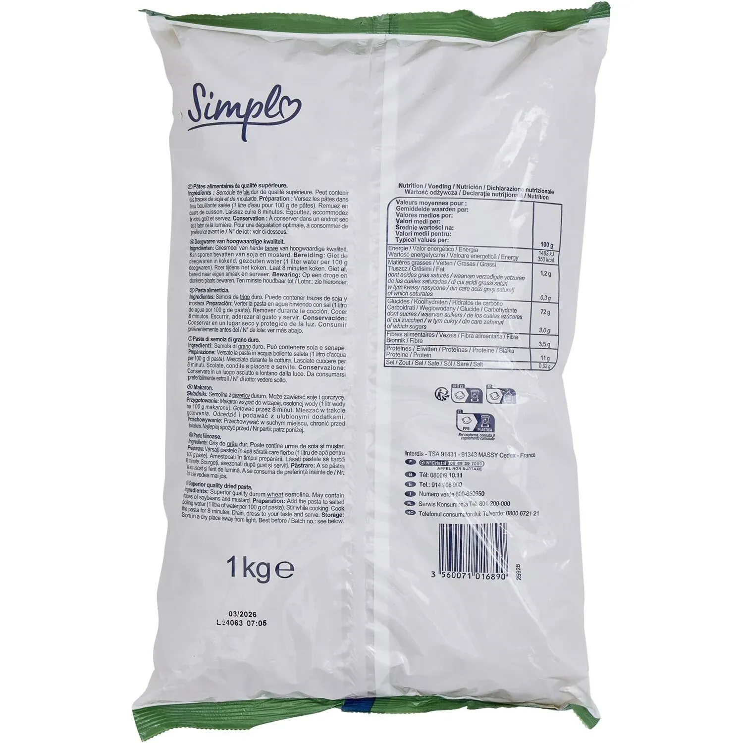 Pâtes fusilli SIMPL