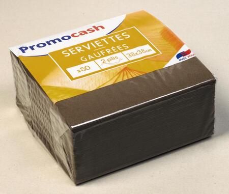 Serviettes Gaufrées 2 Plis 38X38 Chocolat X50