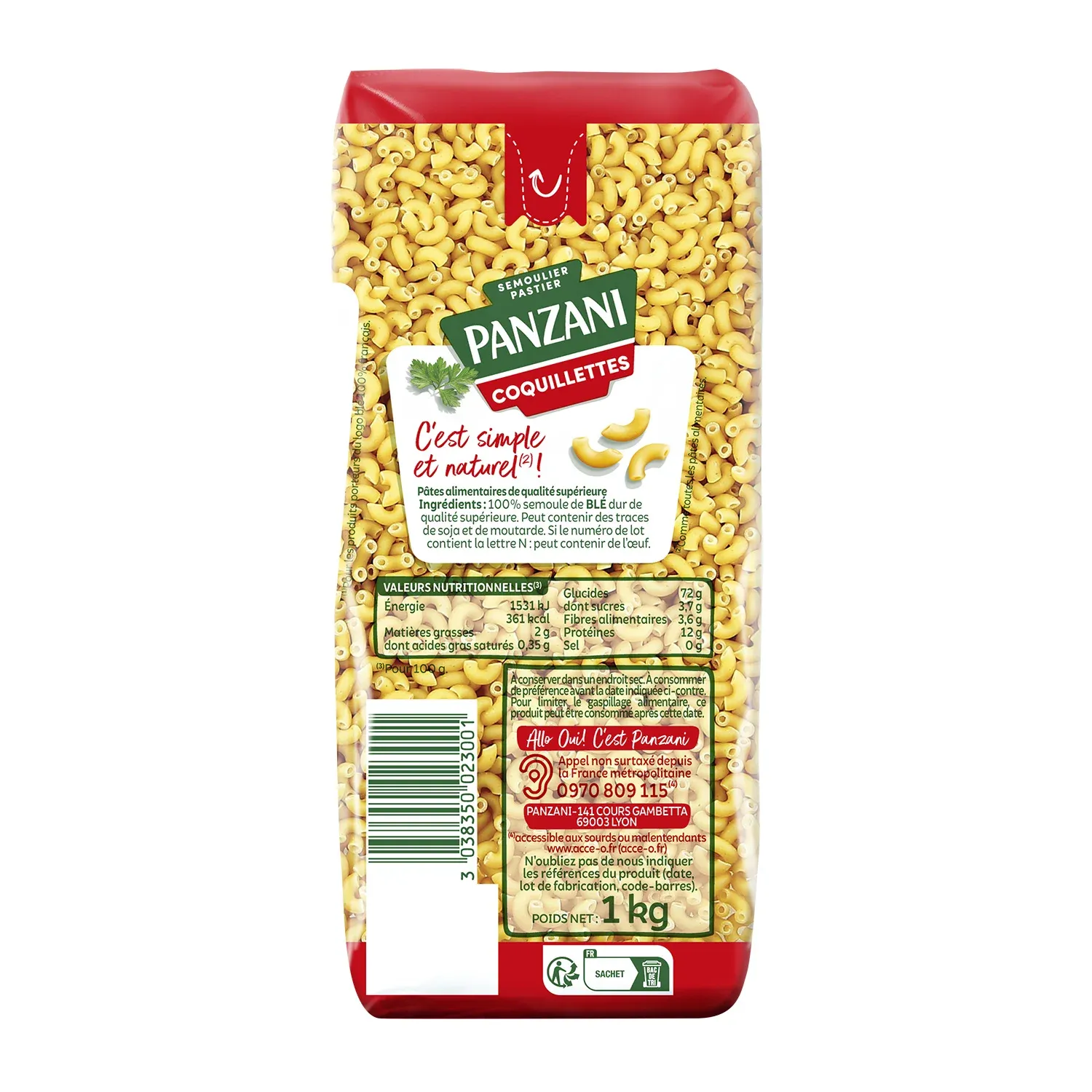 Pâtes coquillettes PANZANI