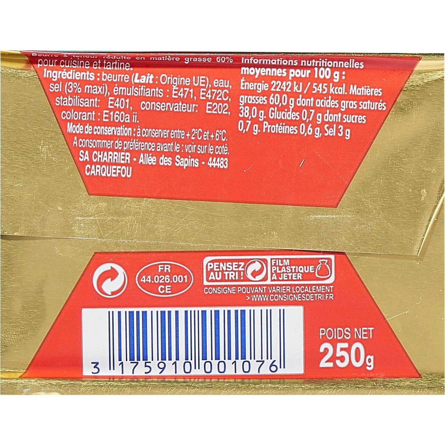 Beurre Demi-sel Cuisine et Tartine LA PAYSE