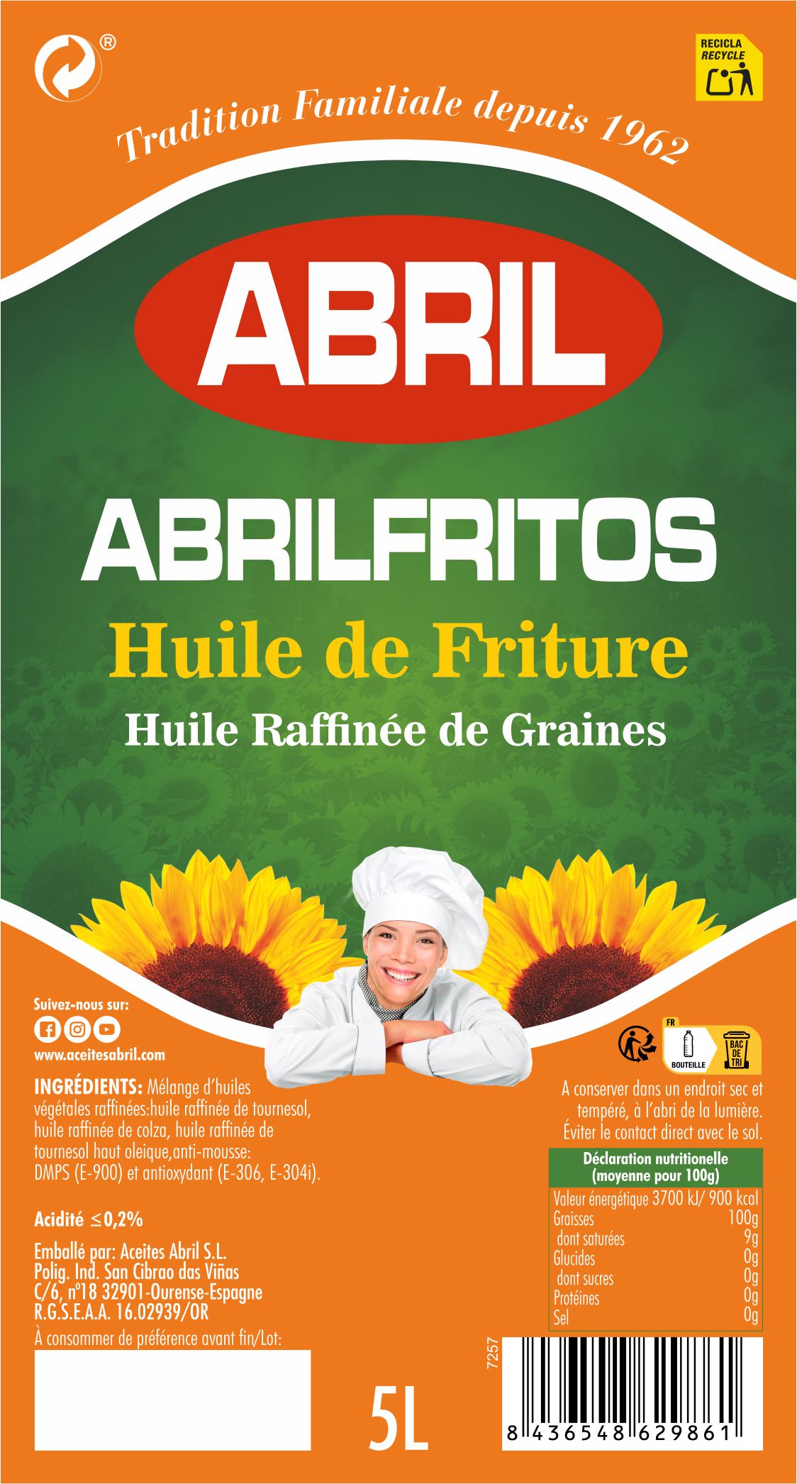 HUILE A FRITURE ABRILFRITOS 3x5L PET