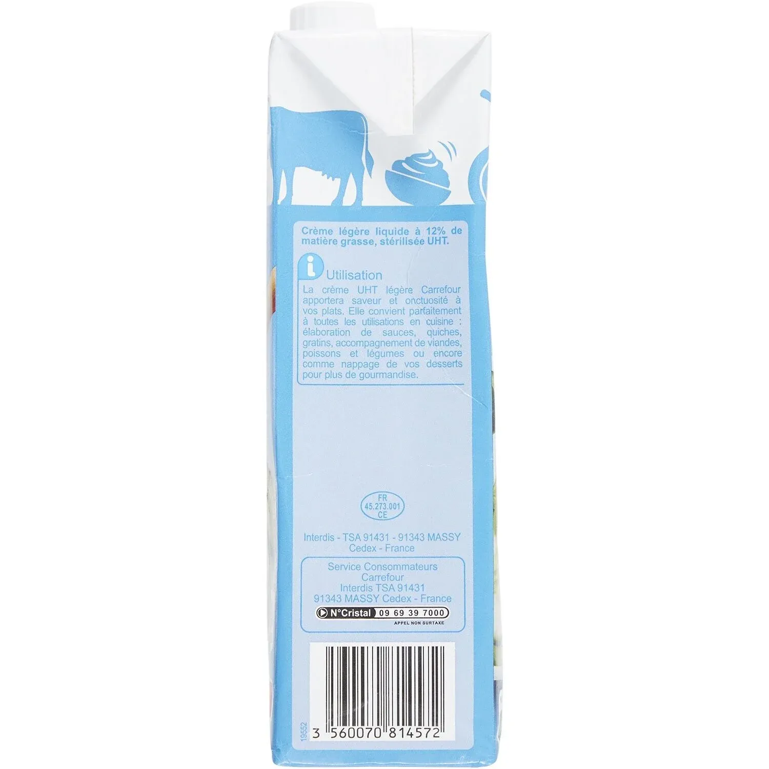 Crème Légère Fluide 12% Mg CARREFOUR CLASSIC'