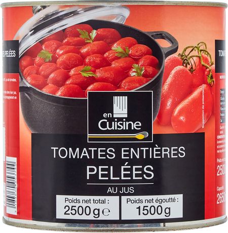 Tomates entières pelées au jus
