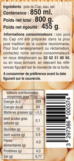 POIS DU CAP NAT 800G