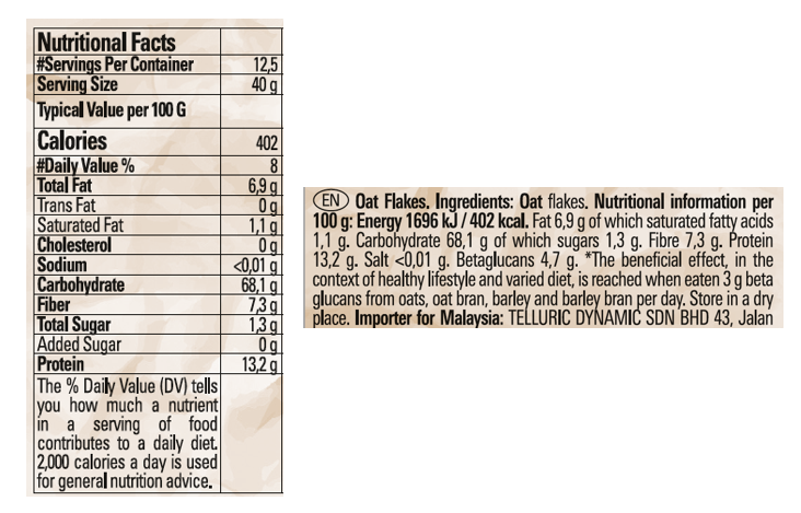 Oat flakes small leaves