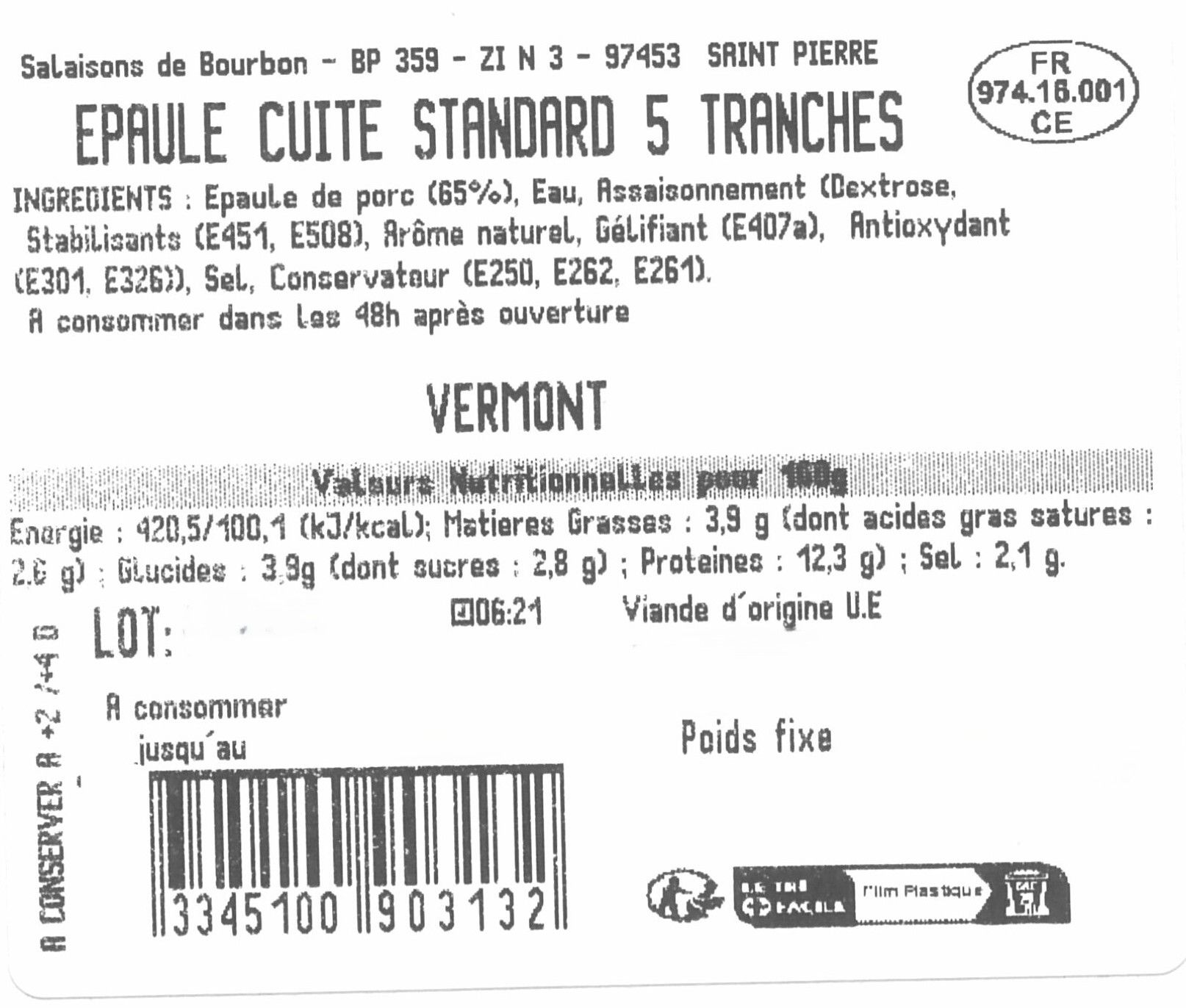 EPAULE CUITE VERMONT 5TR 225G