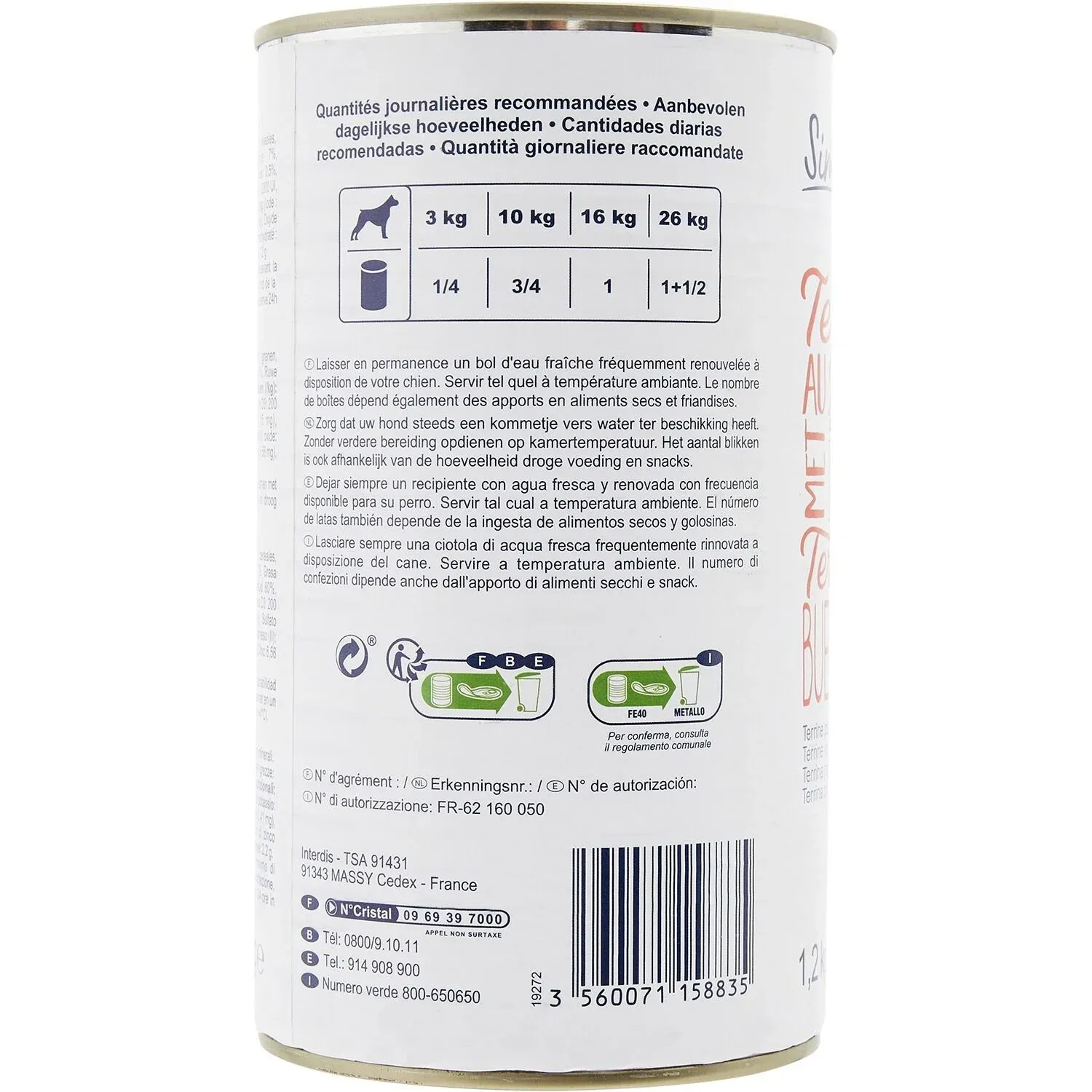 Pâtée Pour Chien Adulte Médium +10kg Boeuf SIMPL