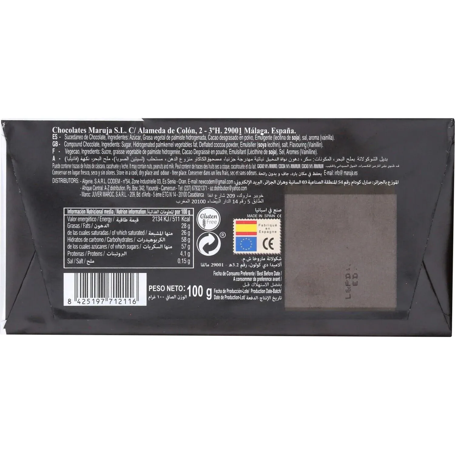 Tablette de Chocolat Noir Fleur de Sel MARUJA