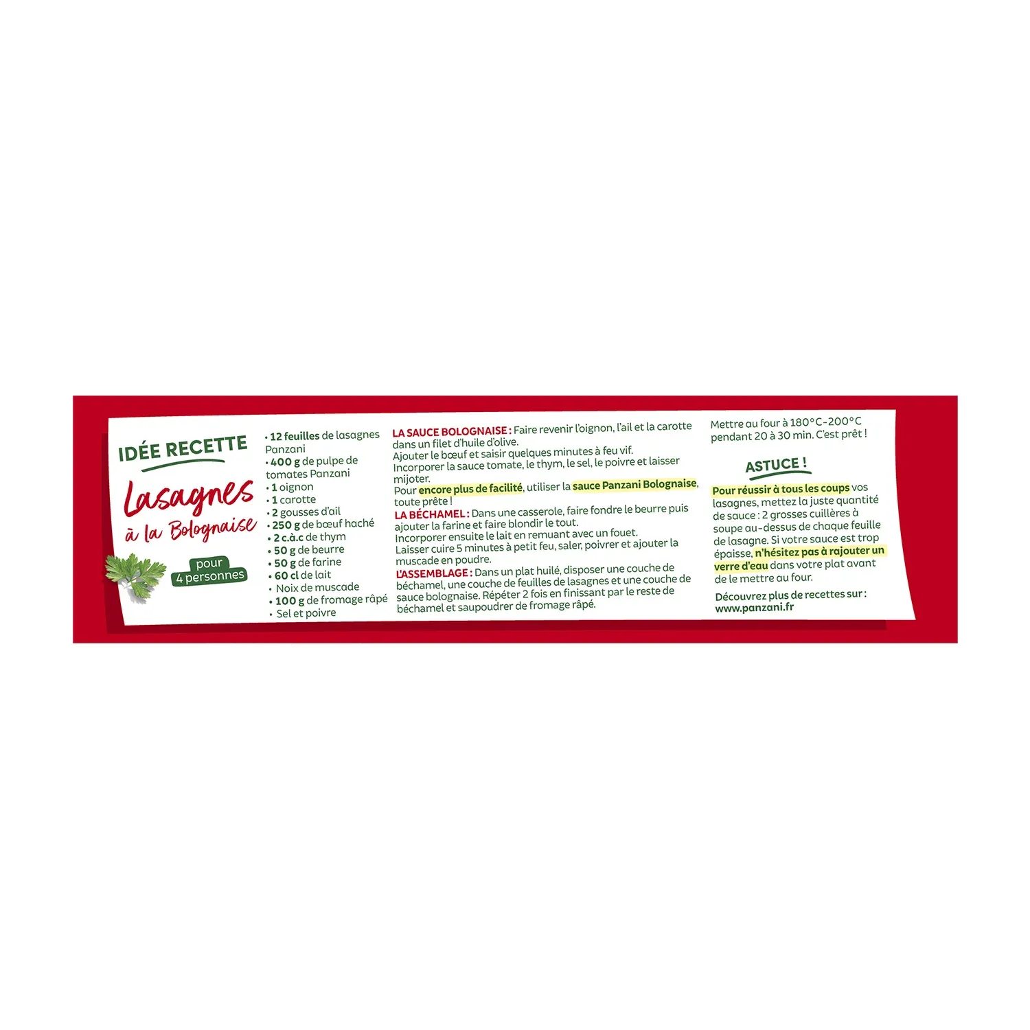Pâtes lasagnes PANZANI