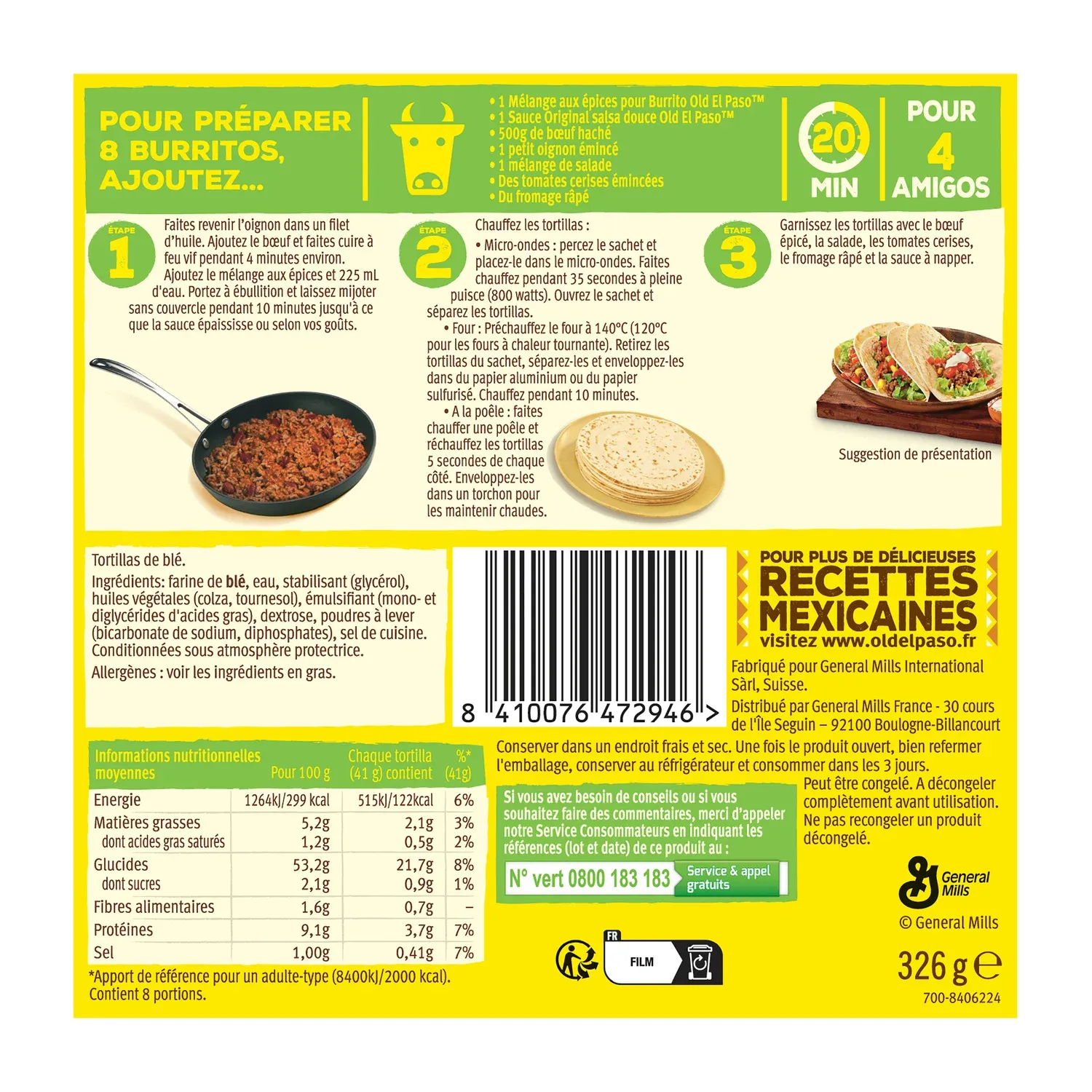 Tortillas De Blé Nature OLD EL PASO