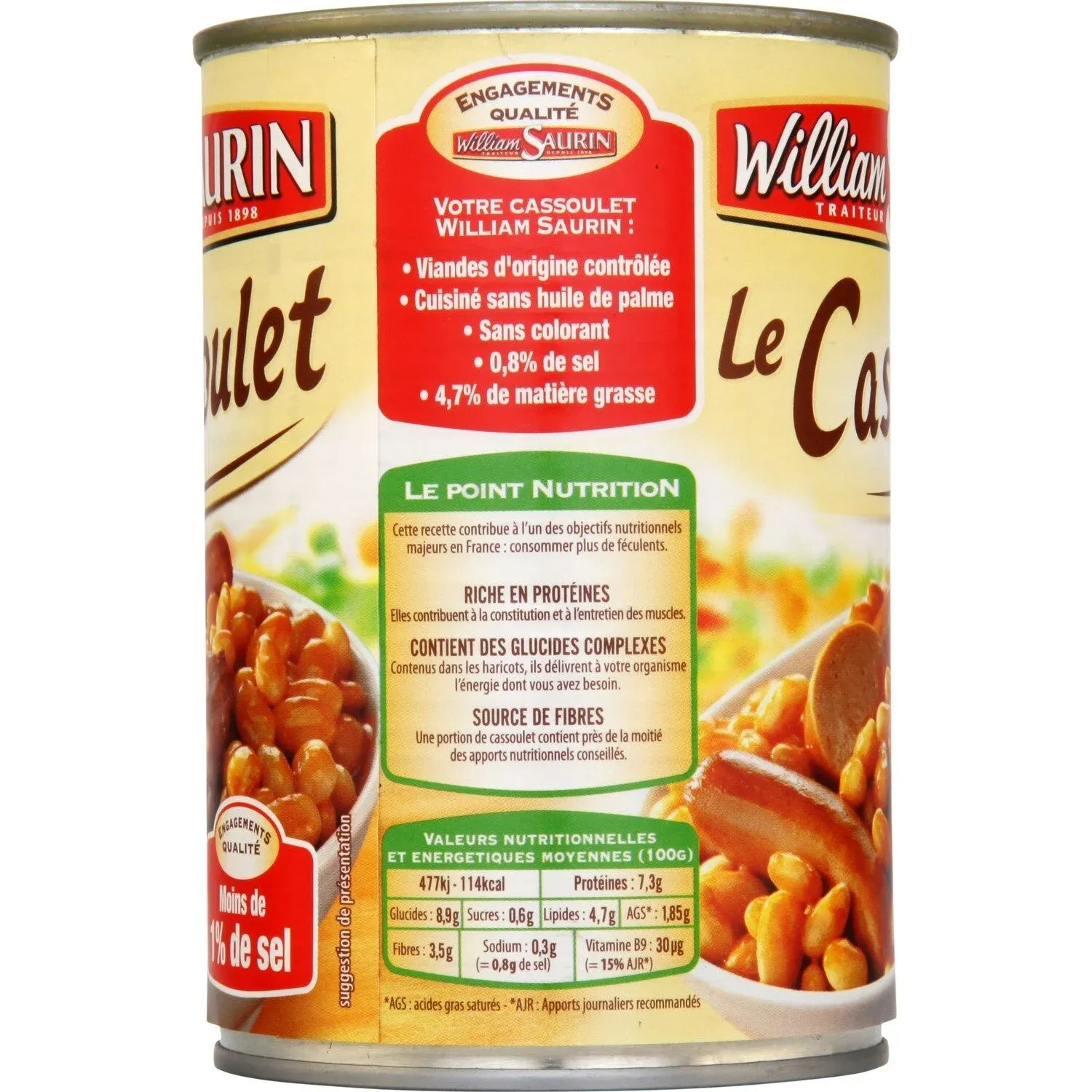 Plat cuisiné cassoulet WILLIAM SAURIN