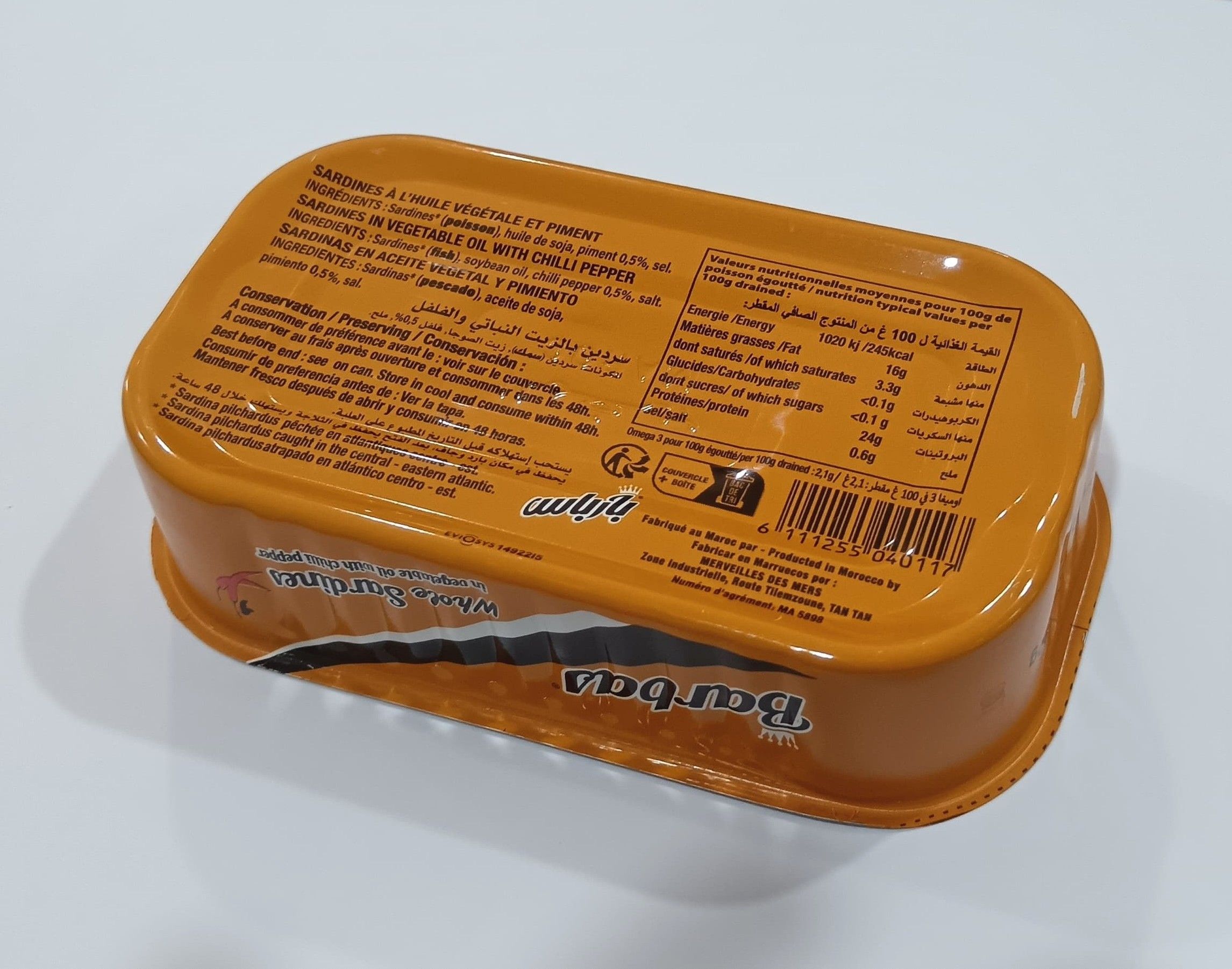 BARBAS Sardines à l'huile végétale et piment