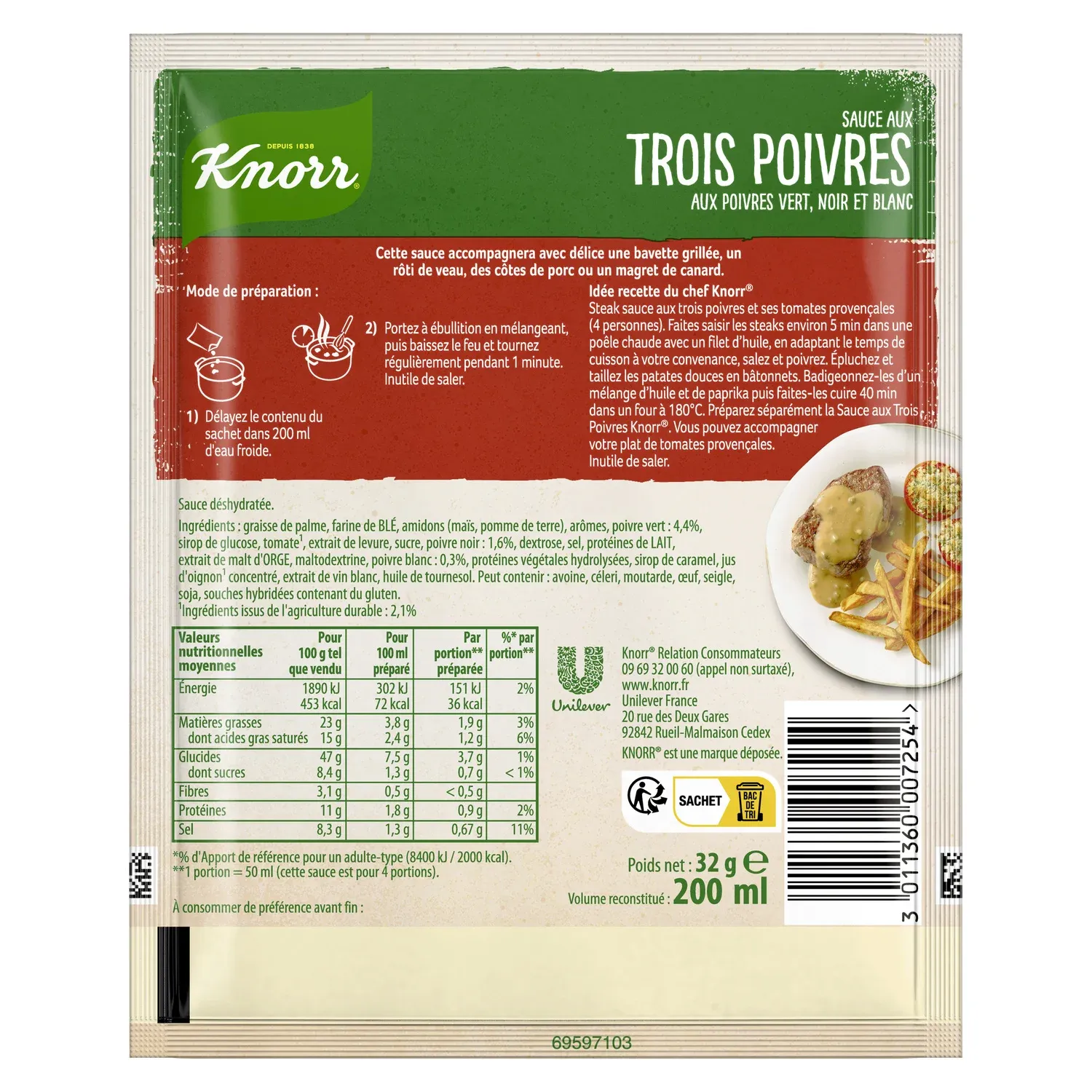Sauce Déshydratée aux Trois Poivres KNORR