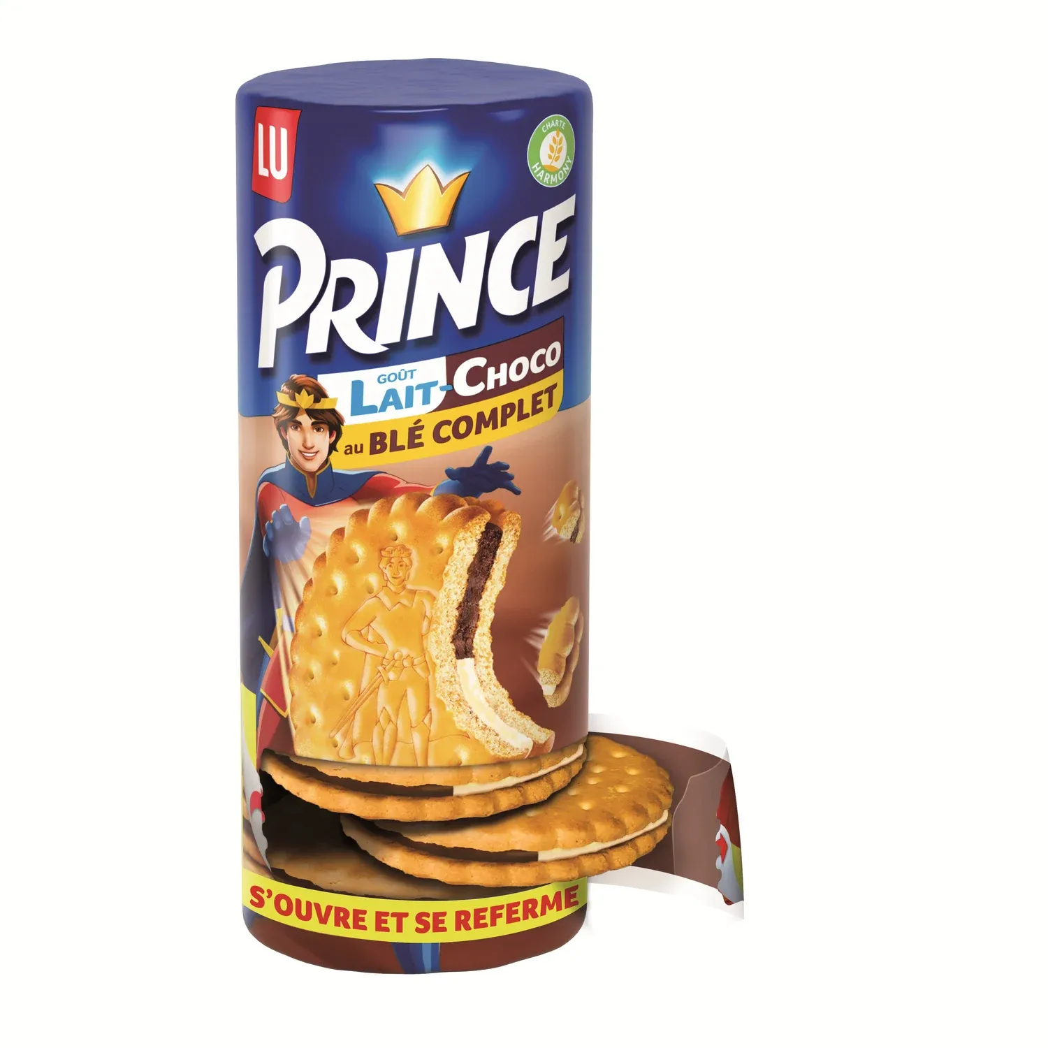 Biscuits fourrés au chocolat lait au blé complet Prince LU
