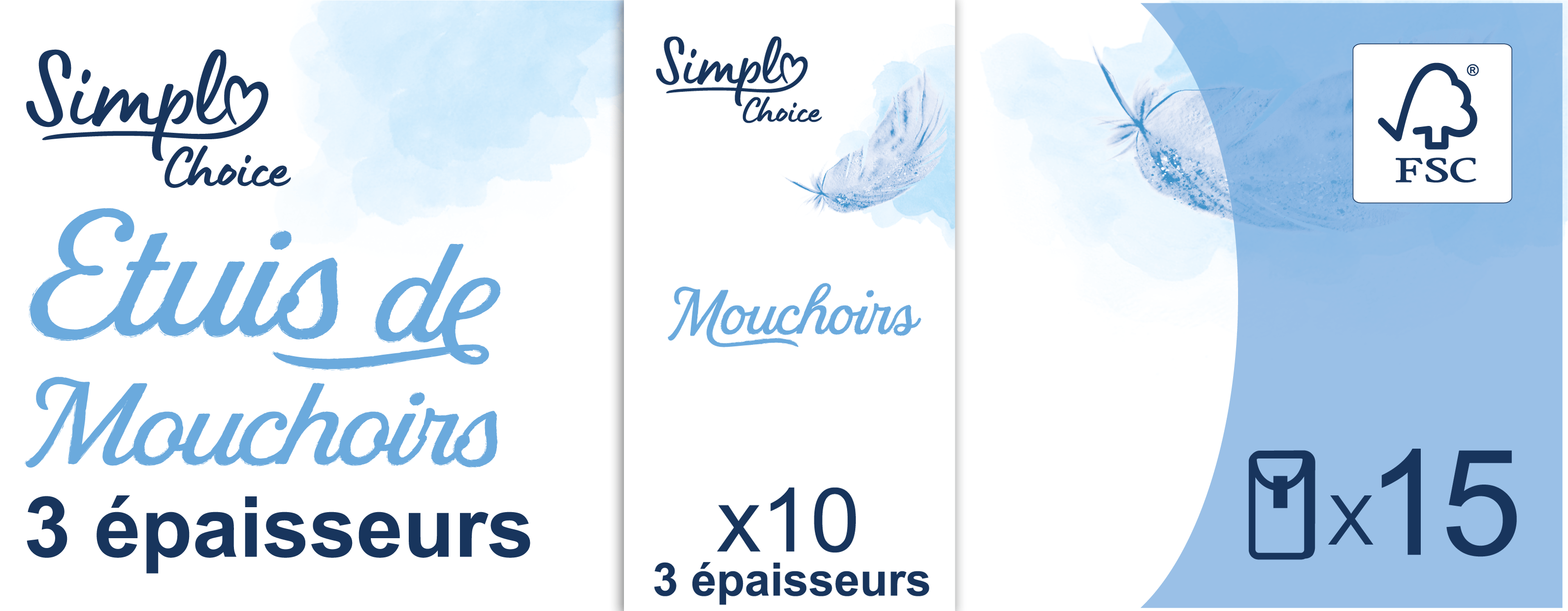 Mouchoirs 3 Epaisseurs Pur Blanc FSC SIMPL