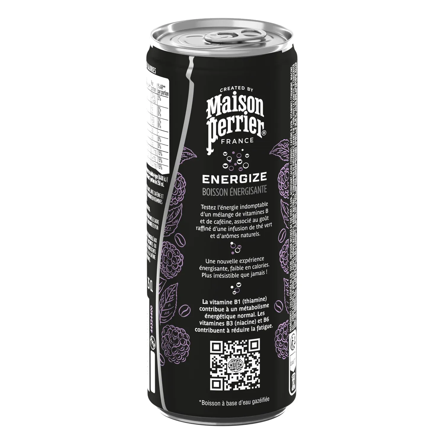 Boisson énergisante saveur mûre MAISON PERRIER ENERGIZE