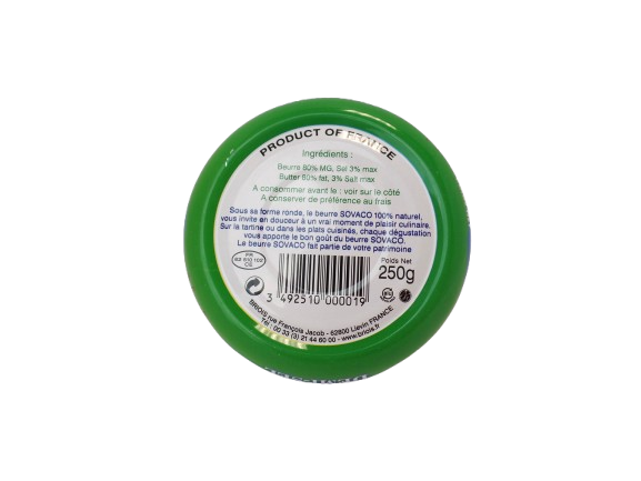 BEURRE SOVACO 1/2 SEL 250 G
