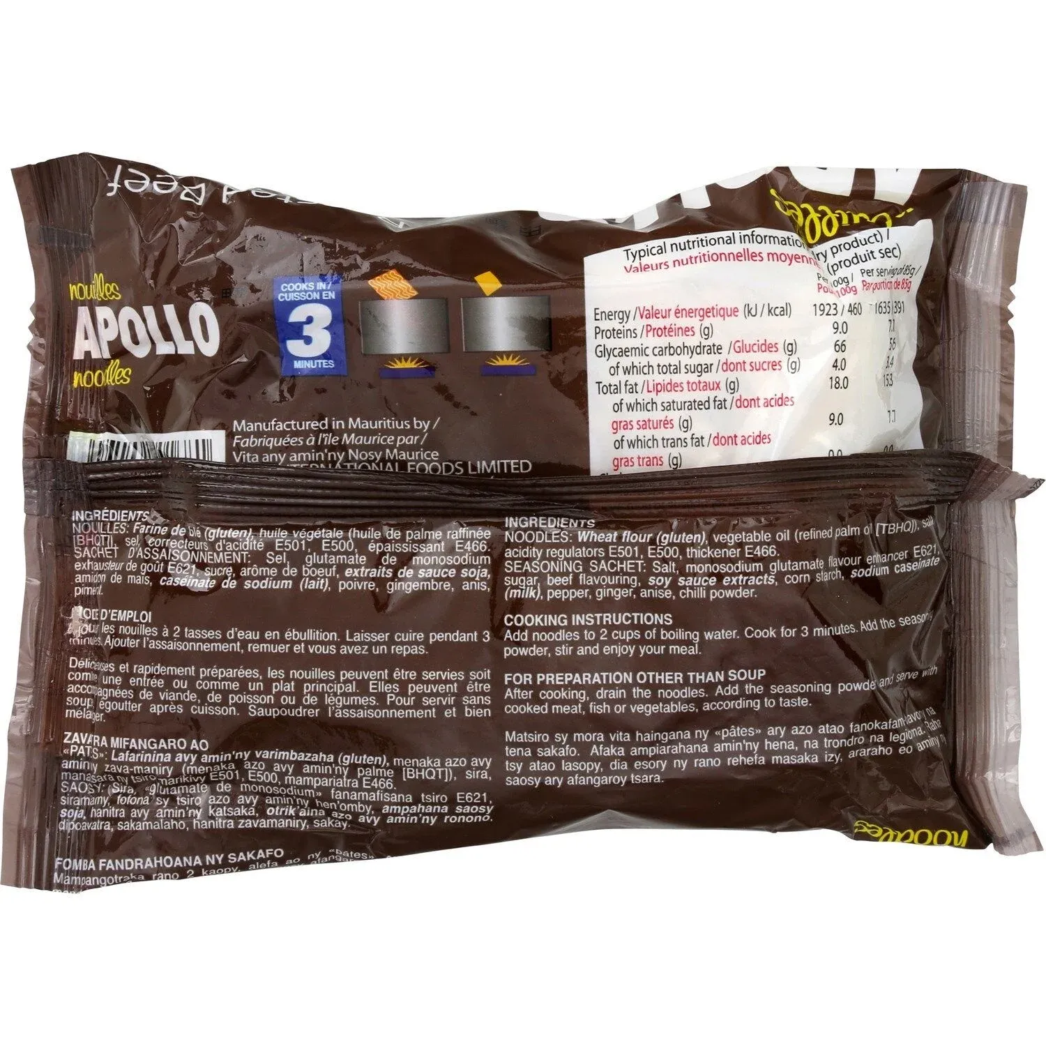 Nouilles instantanées saveur bœuf rôti APOLLO