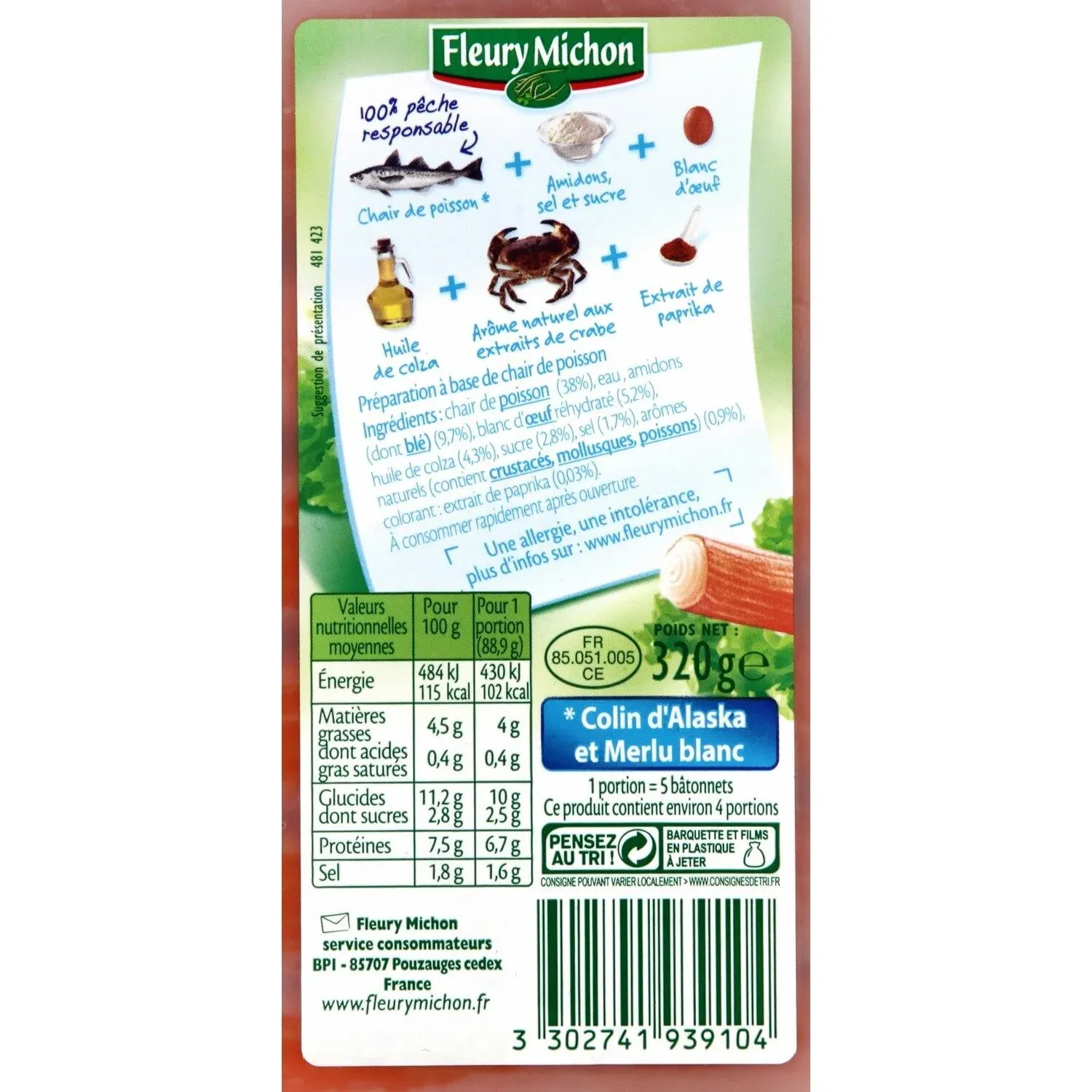 Surimi moelleux FLEURY MICHON