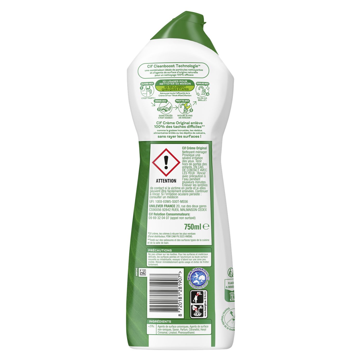 Crème à récurer Cleanboost Technologie Naturel CIF