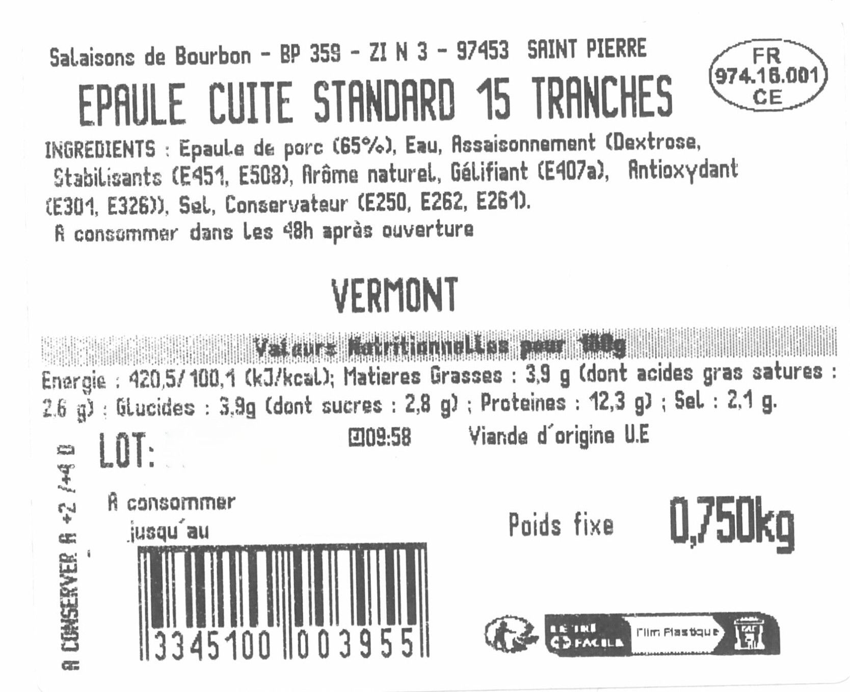 EPAULE CUITE 15T SB 750G
