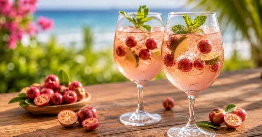 Cocktail rosé au goyavier péi